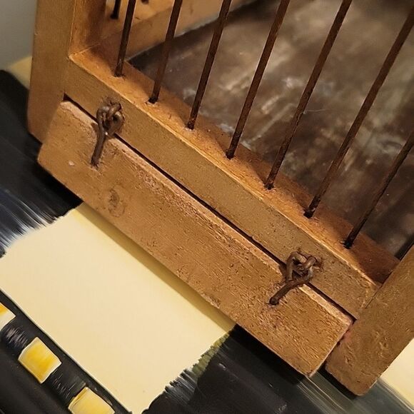 Vtg Wooden Birdcage Victorian Domed Cathedral Taj Mahal Door bird cage Wood boho - Picture 8 of 16